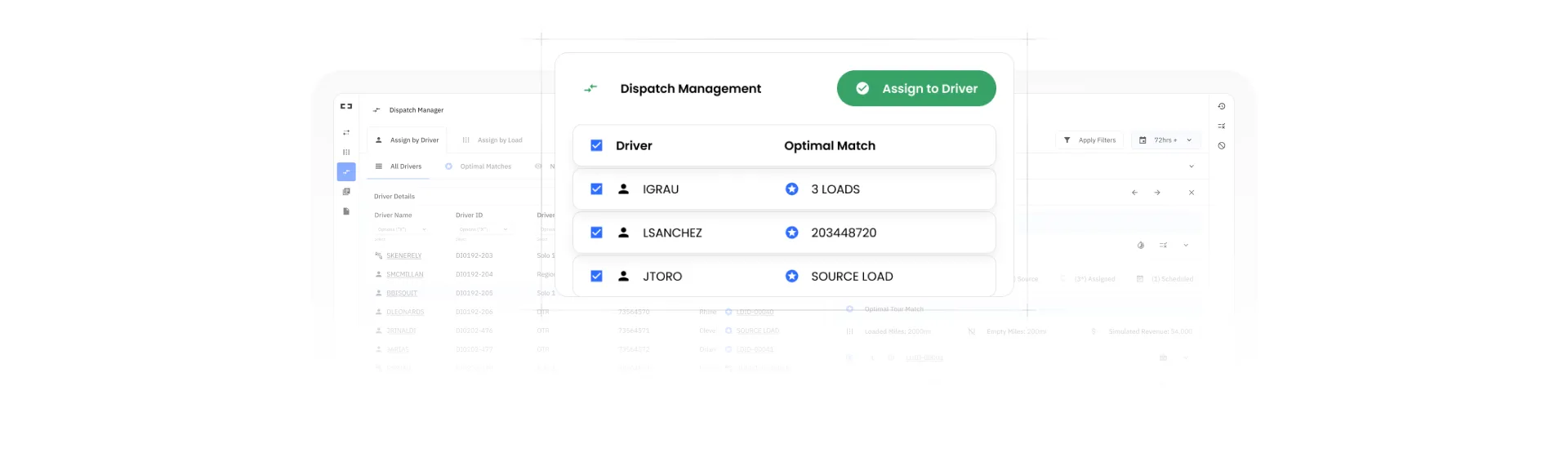 dispatch management tabs and dashboard